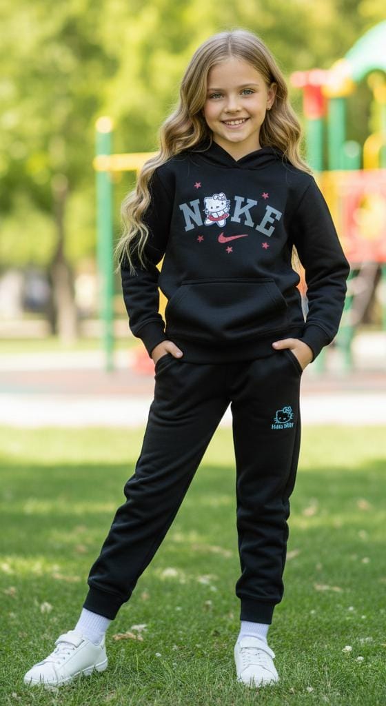 Button & Threads™ Girls Ni-ke Kitten Jet Black Track Suit - button & threads