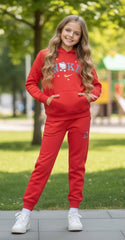 Button & Threads™ Girls Cherry Red Hoody Track Suit