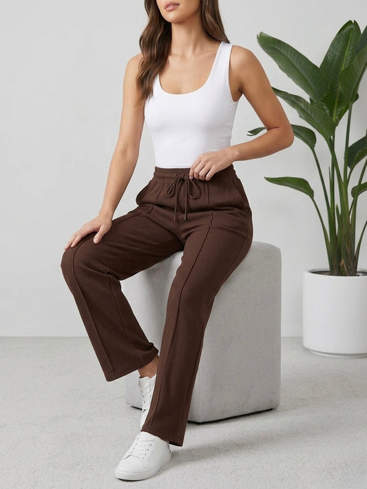 Woman Premium Trousers-Dark Brown - button & threads