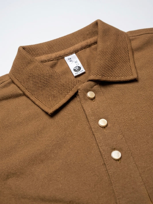 Men's Brown Combed Cotton Executive Collar Shirt - button & threads