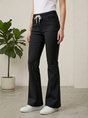 Woman Jet Black Bell Bottom Jeans - button & threads