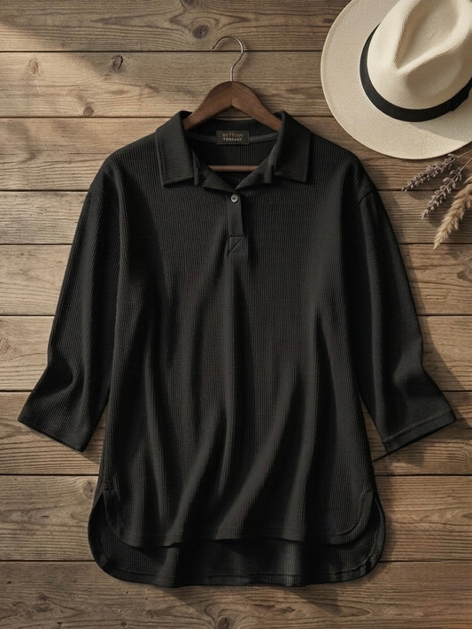 Woman Premium Tops-Black - button & threads