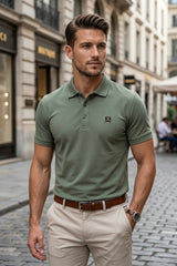 Men's Light Olive Green Combed Cotton Executive Collar Shirt - button & threads