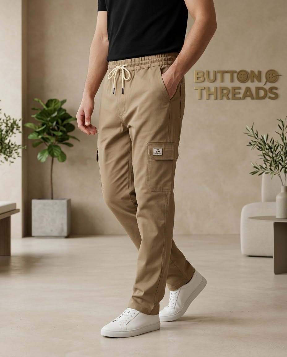 Men's Cotton Cargo Trousers-Skin