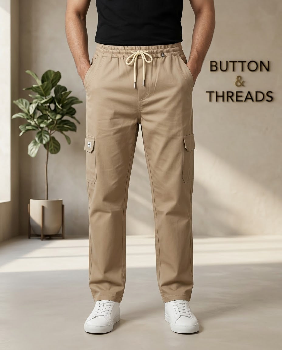 Men's Cotton Cargo Trousers-Skin