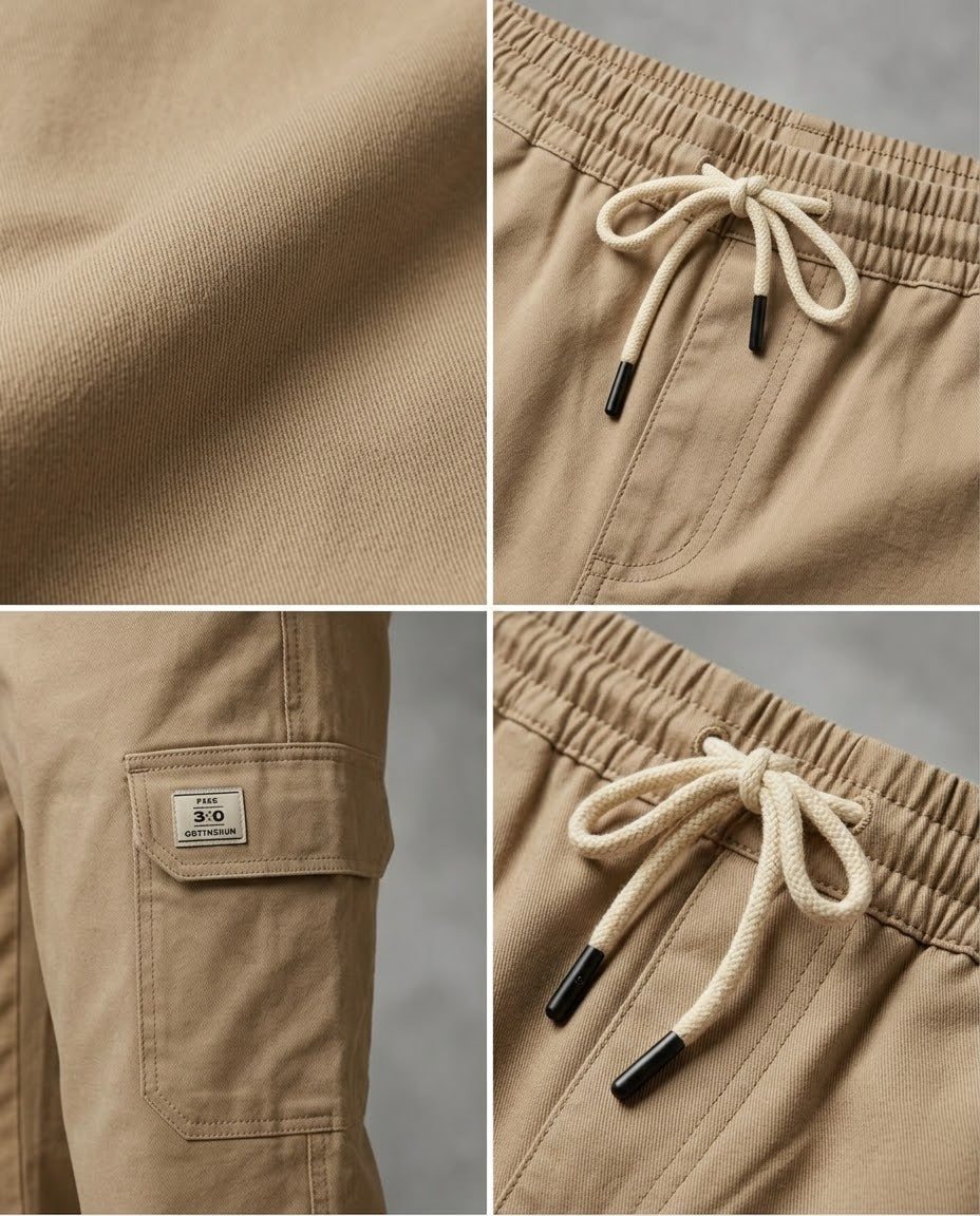 Men's Cotton Cargo Trousers-Skin