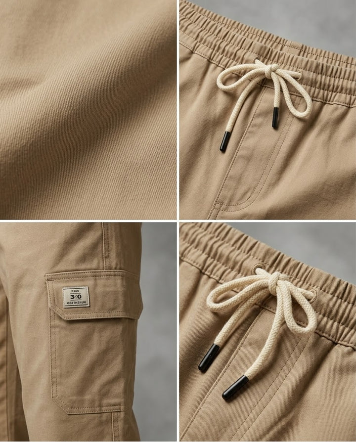 Men's Cotton Cargo Trousers-Skin