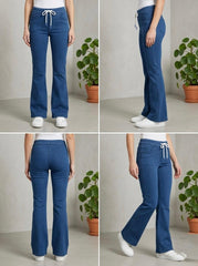 Woman Mid Blue Bell Bottom Jeans - button & threads