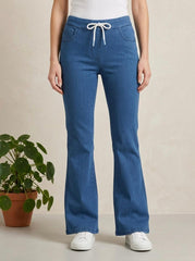 Woman Mid Blue Bell Bottom Jeans - button & threads