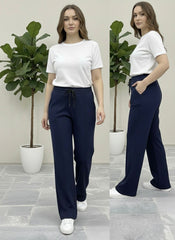 Woman Premium Trousers-Navy Blue - button & threads