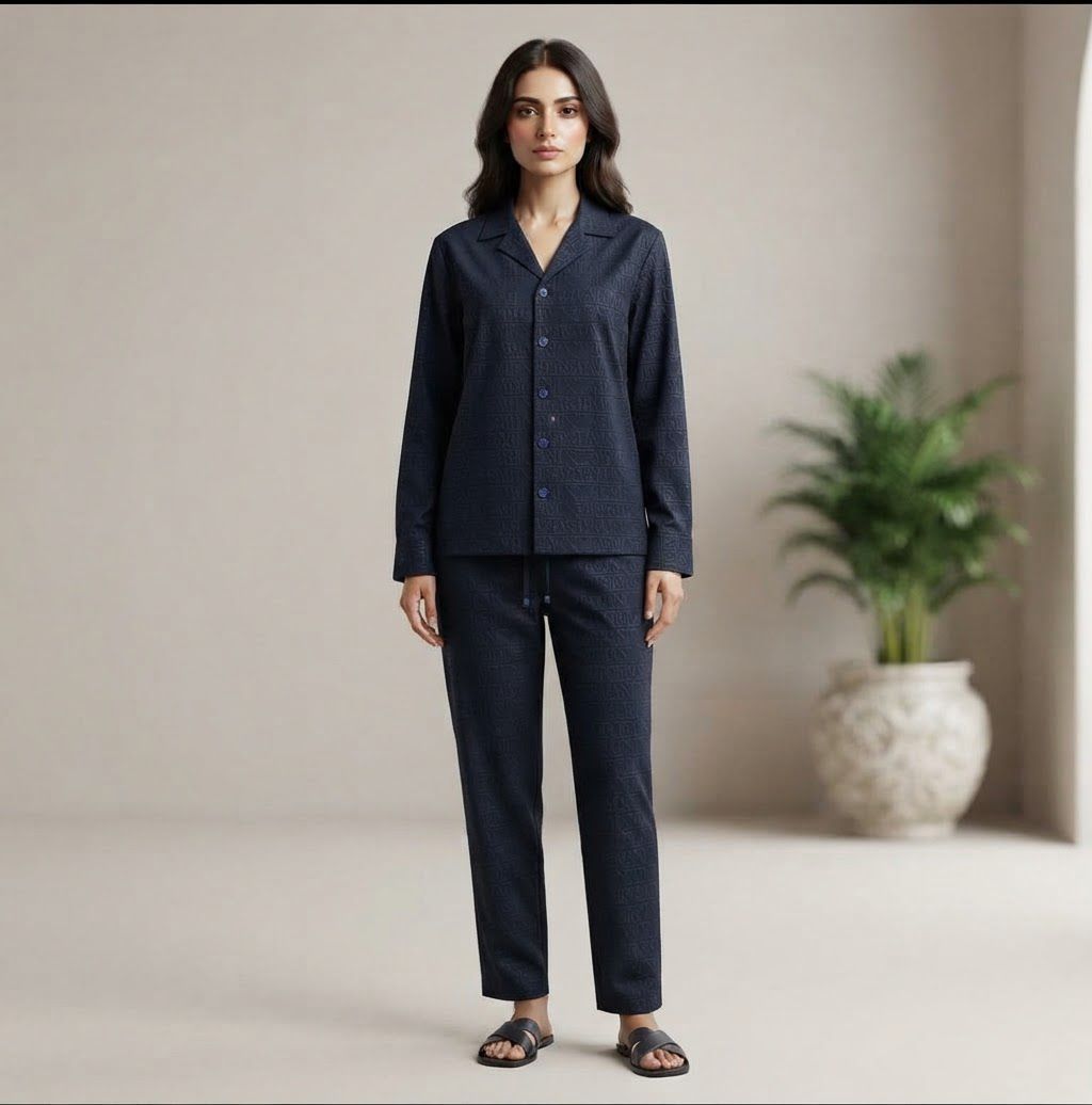 Woman Cotrai Safari Suit- Black -Ar-mani