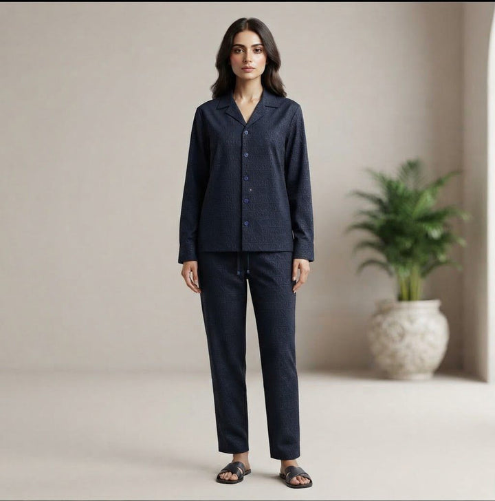 Woman Cotrai Safari Suit- Black -Ar-mani