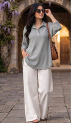 Woman Premium Tops-Silver - button & threads