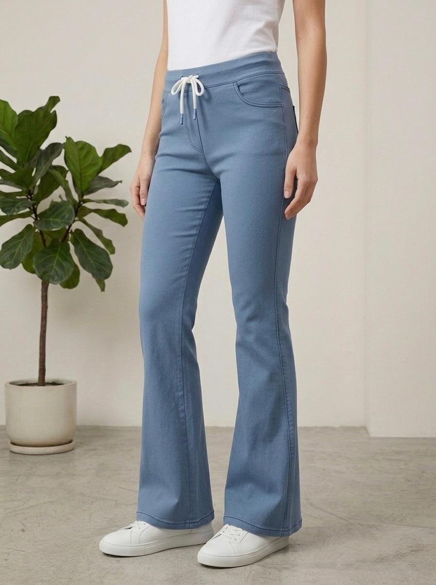 Woman Sky Bell Bottom Jeans - button & threads