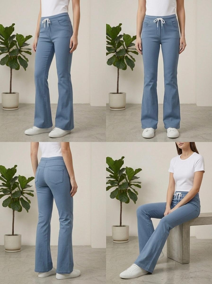 Woman Sky Bell Bottom Jeans - button & threads
