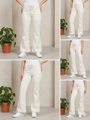 Woman Jet White Bell Bottom Jeans - button & threads